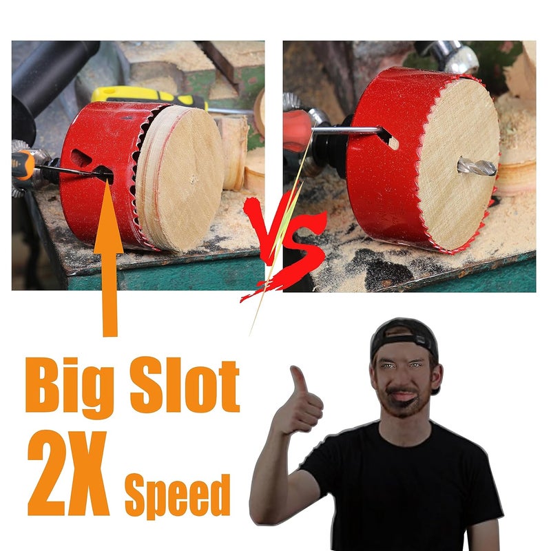 wowsupm 6 Inch Deep HSS Bi Metal Hole Saw Cutter with Arbor Heavy Duty Hole Saw Bit Cutting Depth 2.1” for Metal Thick Wood PVC Drywall Aluminum Big Slot New Sharp Teeth - Image 3